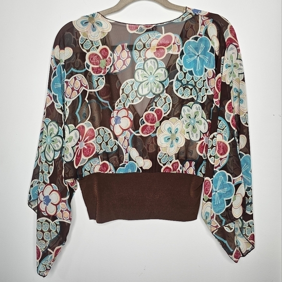 Women's Forever Floral Print Bell sleeve V-Neck Blouse, Lrg, Bohemian/Boho Chic - Picture 7 of 13